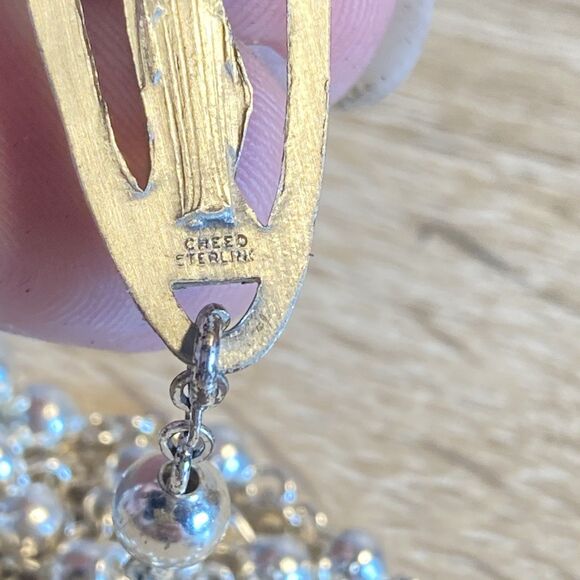 VINTAGE ALL STERLING SILVER ROSARY by CREED - 24 G 17” - CLASSIC ELEGANCE - Picture 6 of 11